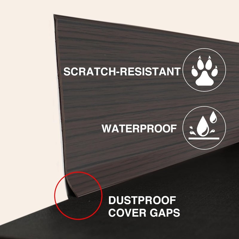 ROUIXSEN Black Walnut Wall Molding Trim 3 Inch x 20 Feet, Wall Base Baseboard Molding Trim Flexible Self Adhesive Wood Grain Rubber Wall Base Moulding Trim Peel and Stick Decoration Skirting Baseboard - Image 2